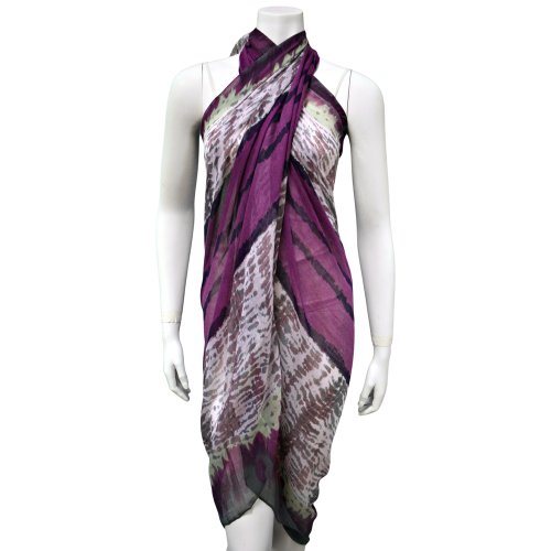 Purple Multicolored Tie-dyed Animal Print Scarf Pareo Wrap