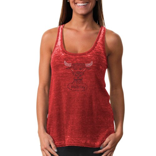 NBA Touch by Alyssa Milano Chicago Bulls Ladies Premium Burnin Up Crystal Tank Top - Red (X-Large) at Amazon.com