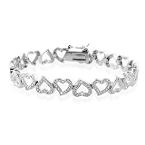 41XSGIMLeyL. SL160  Sterling Silver Diamond Accented Hearts Bracelet 7.25 Reviews