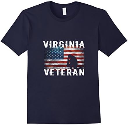Men's Virginia Veteran T-shirt, US Flag and Soldier Shirt 3XL Navy