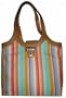 Liz Claiborne Handbag Purse Tote Multi Stripe Canvas