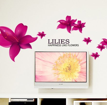 Free Will Lilies Happiness Like Flowers Quote Red Lily Flowers DIY Removable Wall Decal Home Decor