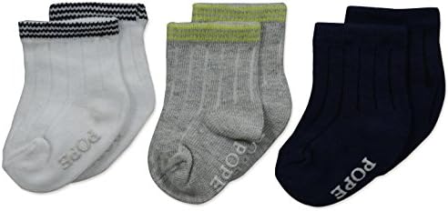 Rosie Pope Accessories Baby 3 Pack Boys Crew Basics, Blue, White/Grey, 0-6 Months