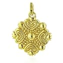 14K Byzantine Cross Pendant with Heart Designs