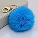 Leegoal Novelty Artificial Rabbit Fur Ball Charm Key Chain for Car Key Ring or Bag,Sky Blue