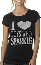 I Heart (Love) Boys Who Sparkle Glitter Printed T-shirt