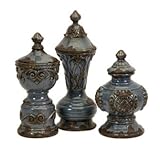 Picture IMAX Cadet Jars Ceramic Distressed Blue Finish Unique Embossed Design