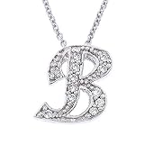 Initial B Silver CZ Diamond 1/2