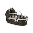 Badger Basket Moses Basket with Polka Dot Hood and Bedding, Espresso/Brown