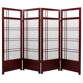 Fireplace - Short Low Kumo Folding Japanese Shoji Screen Room Divider ( Cherry Rosewood ) by ORIENTAL FURNITURE