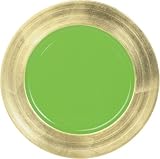 Caspari 13-inch Lacquer Charger, Gold with Apple Green