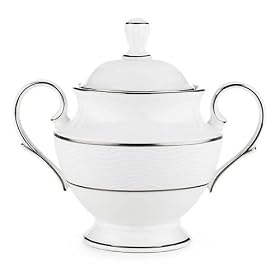 Lenox Apropos Platinum-Banded Bone China Sugar Bowl by Lenox