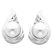 14K White Gold White Akoya Pearl and Diamond Earrings