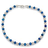 Fine Electric Blue Crystal and Giant Seed Pearl Necklace