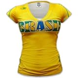 Brasil Girls,LADIES, juniors and women Pro Soccer V-Neck Jersey (Gold) size medium