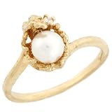 10k Solid Gold Freshwater Pearl Solitaire Promise Ring Jewelry