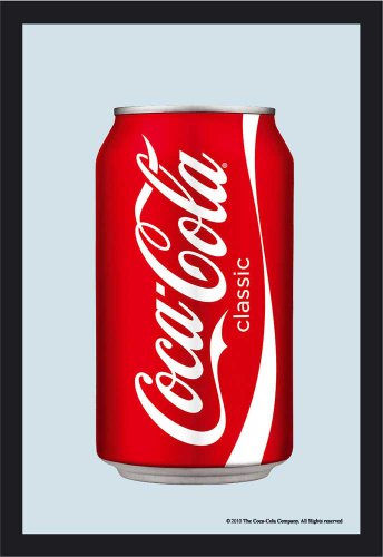 Empire Merchandising 537379 Coca Cola Dose - Bedruckter Spiegel mit Kunststoff Rahmen in Holzoptik, Kult-Spiegel - Gr&ouml;sse 20 x 30 cm