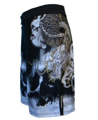UN92 MF11 Dragon_Grey, 4-Way Stretch MMA Fight Shorts.