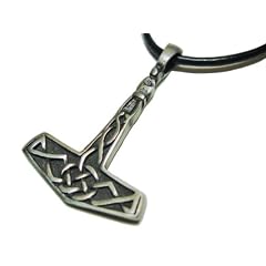SP28 Unisex Halskette Leder STM 29 Thor Hammer Zinn Anh�nger Mj�lnir 4 x 3 cm Lederkette 55 cm Keltischer Schmuck