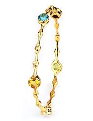 Sterling Silver Muli Color 18k Yellow Gold Plated Bangle