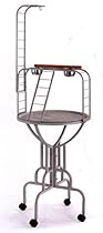 NEW Wrought Iron Parrot Bird Play Gym Ground Stand With Metal LadderBlack Vein

