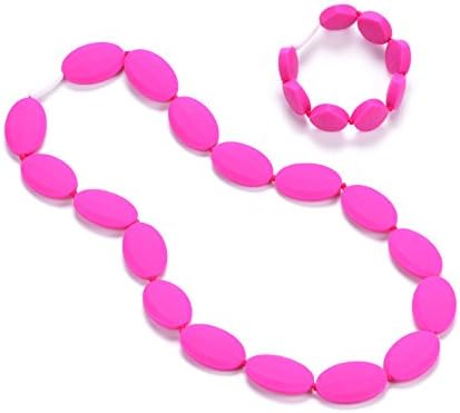 Baby Teething Necklace and Bracelet Bundle 2 Items (Violet Red)