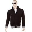 Thug or Angel Men's Jet Black collection, knitted black/grey trim zip-up cardigan. JBLK3956