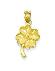 14K Gold 4 Leaf Clover Charm Good Luck Lucky Irish