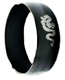 Onyx Black & Silver Grey Color Dragon Ring, Hypoallergenic Stainless Steel Band, Sizes 6, 6.5, 7, 7.5, 8, 8.5, 9, 9.5, 10, 10.5, 11, 11.5, 12