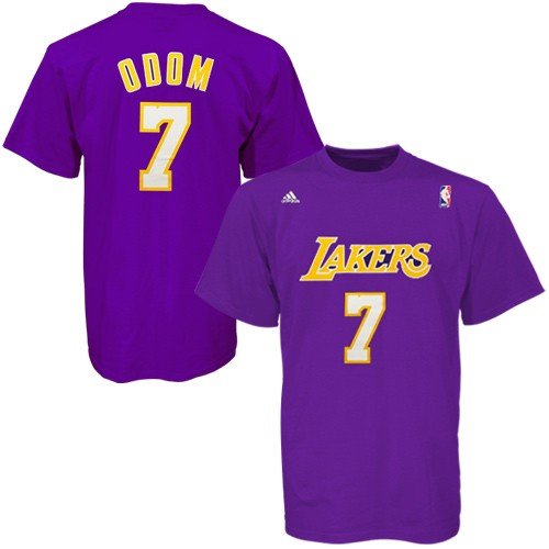 adidas Los Angeles Lakers #7 Lamar Odom Purple Net Player T-shirt (XX-Large)