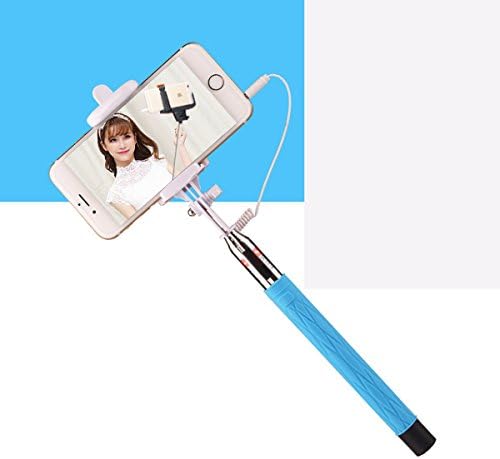 Mini Wired Portable Selfie Stick Extendable Handheld Self-Pole For Smartphone Blue