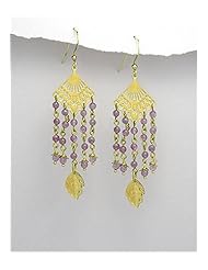 Amethyst Earrings In Brass