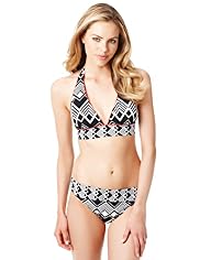 Halterneck Geometric Zig Zag Bikini Top