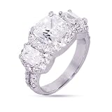 Dazzling Cushion Cut Past Present Future CZ Engagement Ring