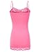 JJ Perfection Women's Adjustable Spaghetti Strap Lace Trim Cami Tunic Tank Top NEONPINK M
