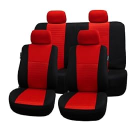 FH-FB060114 Trendy Elegance Car Seat Covers, Airbag compatible and Split Bench, Red / Black color