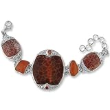 Sterling Silver Fire Agate, Mexican Opal &amp; Carnelian Bracelet by Sajen