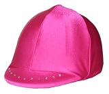Equestrian Riding Helmet Cover - Hot Pink with Swarovski Crystals