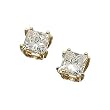 14K Yellow Gold Princess Diamond Stud Earrings