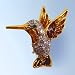 Hummingbird Pin Brooch 24K Gold Swarovski Crystals White Red Amber Green Jewelry, $1 ...