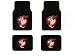 A Set of 4 Universal Fit Plush Carpet Floor Mats For Cars / Trucks and One Comfort Grip Steering Wheel Cover - Tasmania Devil Taz Whirlwind
