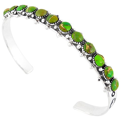 925 Sterling Silver Bracelet with Genuine Green Turquoise