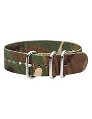 24mm Premium 3-ring Urban (Stainless Steel) Army Camo Military Style Nylon Watch Strap - Fits All Watches!!!
