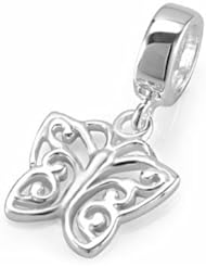 Chuvora Sterling Silver Butterfly Dangle Bead Charm Fits Pandora Bracelet
