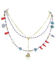 Mercedes Salazar Multi-Strand Red, Blue and Lucky Charms Necklace