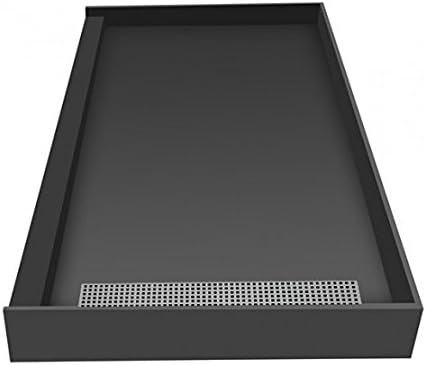 Tile Redi Single Curb Shower Pan With Right Trench Drain &amp; Brushed Nickel Designer Grate, 34-Inch D x 48-Inch W