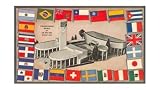 Standard Brands Building, World Flags, New York World’s Fair Art Poster Print, 17×11