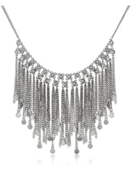 Lattice Antique Silver Layered Chain Bib Necklace