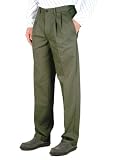  : Lee Jeans Men's Wrinkle Free Comfort Waist Double Pleat Pants, Olive,  34W x 30L
