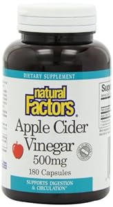 Natural Factors Apple Cider Vinegar 500mg Capsules, 180-Count